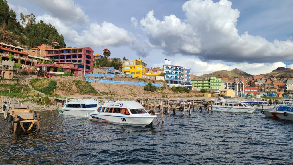 View of Copacabana, Bolivia from boat