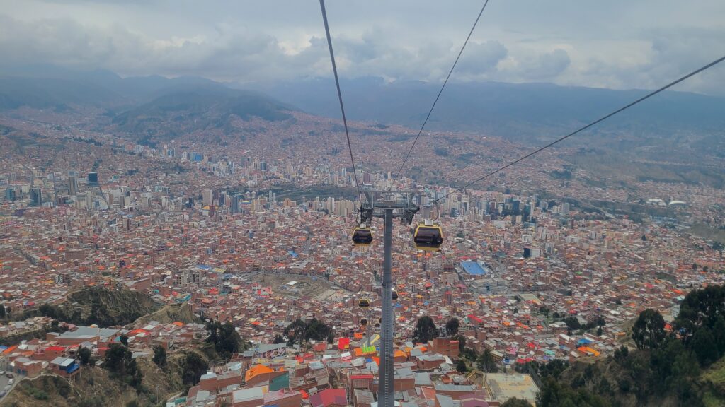 View of La Paz from cable cars above