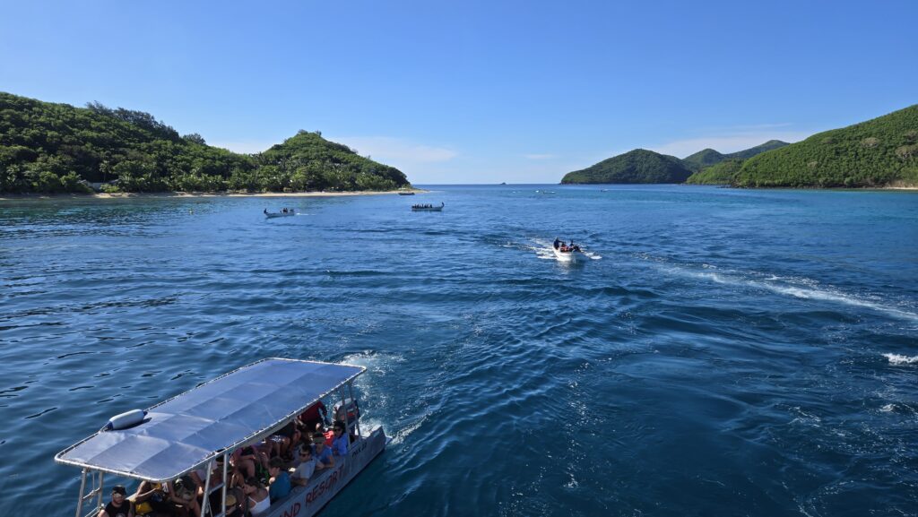 Boats coming to drop off and pick up passengers on the Yasawa Islands