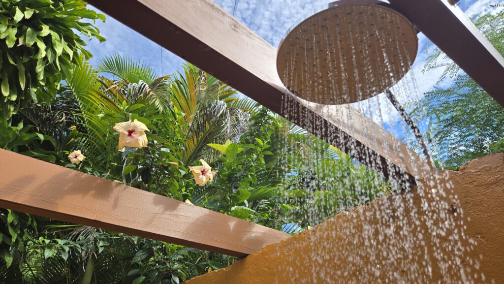Outdoor shower at Beachouse Resort